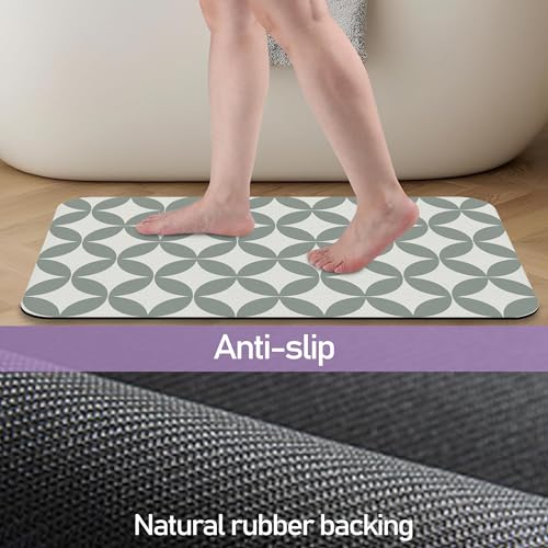 Sage Green Diatomite Bath Mat - Quick Drying & Non-Slip 17"x30"