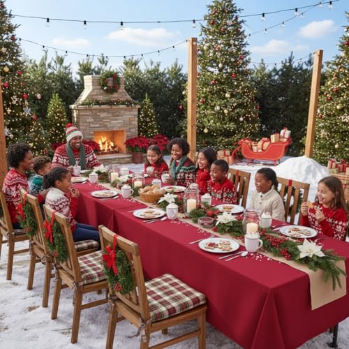 Sancua Red Rectangle Tablecloth 54x108 Inch Pack of 6 for Dining & Events