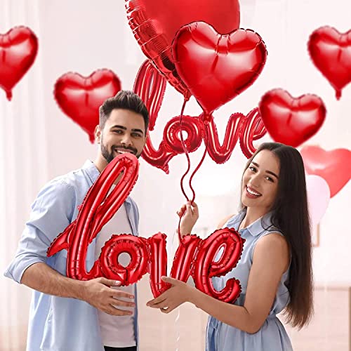 Soochat Red Heart and LOVE Balloons Kit - 11Pcs for Valentine's Day