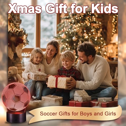 3D Soccer Night Light with Touch Control - 7 Color LED Lamp for Kids