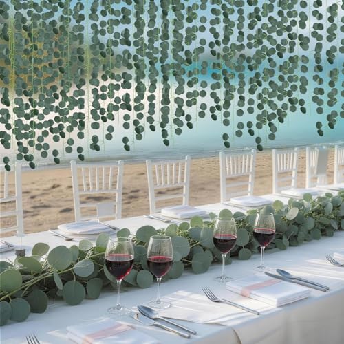 14 Pack 98ft Artificial Eucalyptus Garland - Lifelike Greenery for Home Decor & Weddings