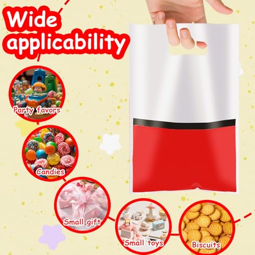 30pcs Red and White Party Favor Bags - Durable Waterproof Goodie Bags