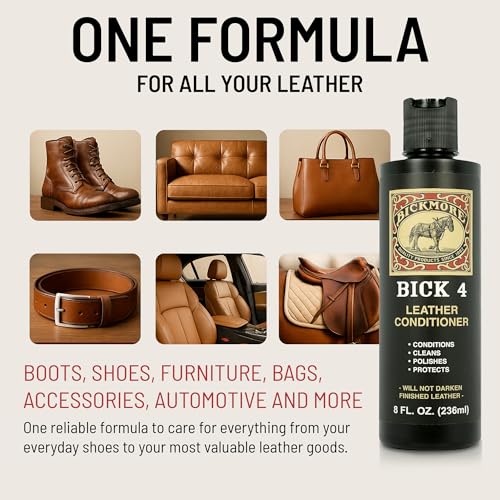 Bick 4 Leather Conditioner & Cleaner - 2 oz, Non-Darkening Formula for Boots, Bags, and Upholstery
