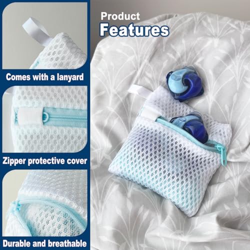 Reusable Laundry Pod Bags - 4 Pack Mesh Wash Bags with Zipper