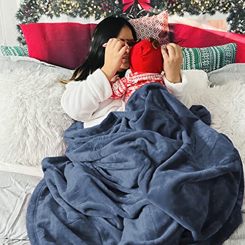 Bedsure Queen Fleece Blanket, Soft Plush Microfiber Bed Blanket - Dark Blue