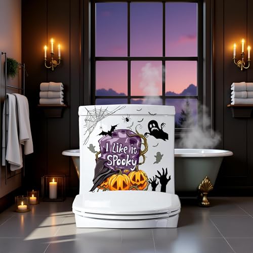 Pumpkin Ghost & Green Leaf Bathroom Wall Stickers - Removable