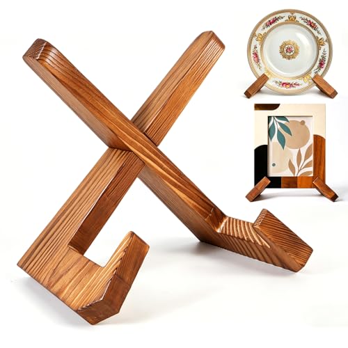 6.5 Inch Wooden Plate Rack - Multifunctional Desktop Display Stand