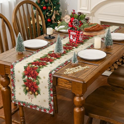 Christmas Table Runner 13x48 Inch Holiday Decor for Festive Dining