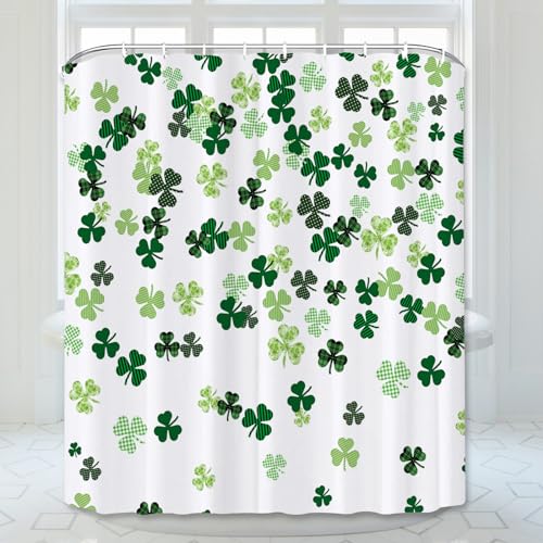 St. Patrick's Day Shower Curtain Set - Green Clover Design, 72x72