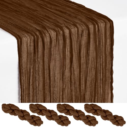 Brown Cheesecloth Table Runner Set - 4 Pack, 17x108 Inches