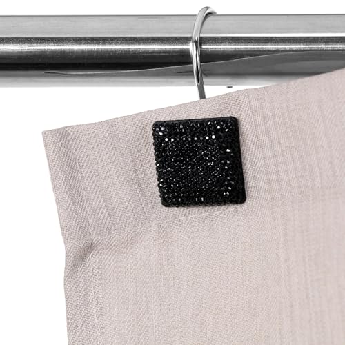 Black Crystal Shower Curtain Hooks - 12Pcs Sparkly Diamond Rings