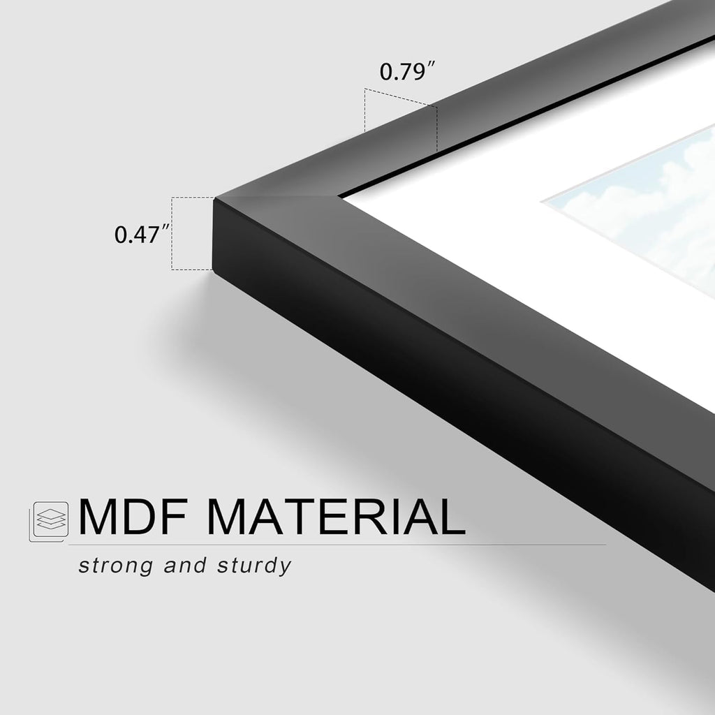 Picrit 8x10 Picture Frame Set of 12 - Versatile Display for 5x7 with Mat or 8x10 Without Mat | Black