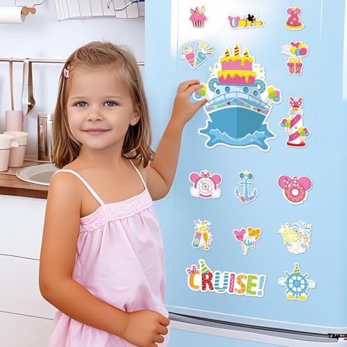 Birthday Cruise Magnets - 16 Pack Cute Magnetic Stickers for Party Decor