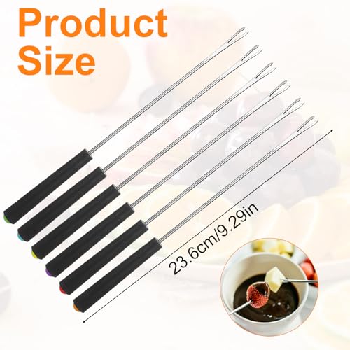 Cobee 6-Piece Stainless Steel Fondue Fork Set with Color-Coded Handles