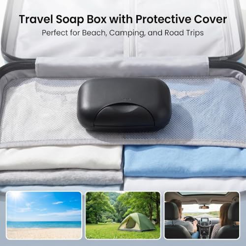 Portable Black Soap Holder Case - Travel Soap Saver for Bathroom & Kitchen