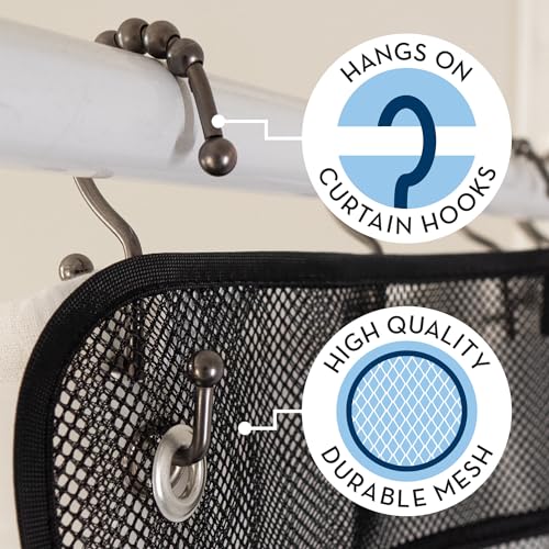 S&T INC. Hanging Shower Caddy Organizer, 2 Pack, 14" x 30", Black