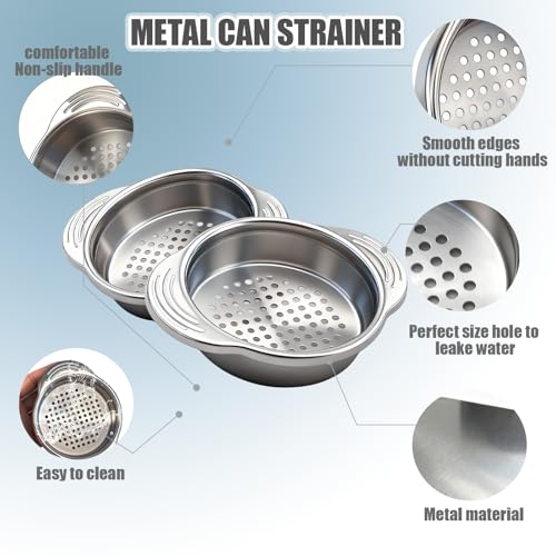 2-Piece Stainless Steel Tuna Can Strainer - Universal Food Drainer Press