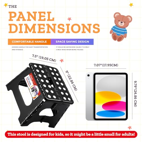 Collapsible Step Stool - Lightweight 7.5 Inch Folding Stool for Kids & Adults