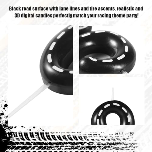 Racing Car Birthday Number Candle - Black & White Stripes, Number 3