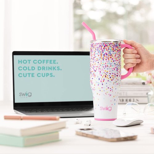 Swig Life Let's Go Girls Mega Set | 40oz Travel Mug with Handle and Lid + 32oz Triple Insulated Tumbler with Lid | Stainless Steel, Dishwasher Safe, Cup Holder Friendly Mug