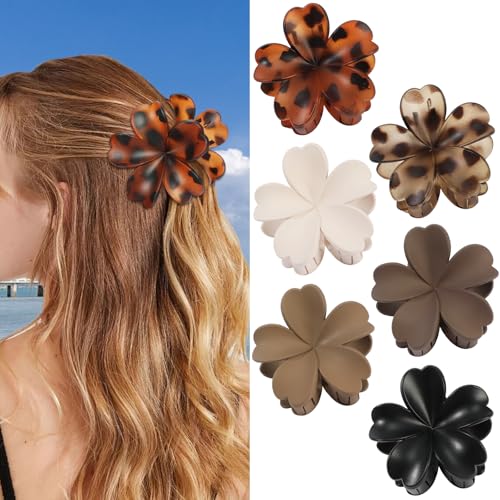 SMKSL 6 Pcs Flower Hair Claw Clips Hawaiian Floral Non-Slip Hair Accessories