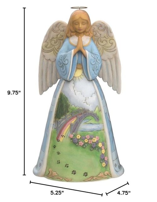 Enesco Jim Shore Heartwood Creek Rainbow Bridge Pet Bereavement Angel Figurine- Stone Resin Hand Crafted Painted Collectible Decorative Figurines Home Decor Pet Memorial Statue, 9.7 Inch