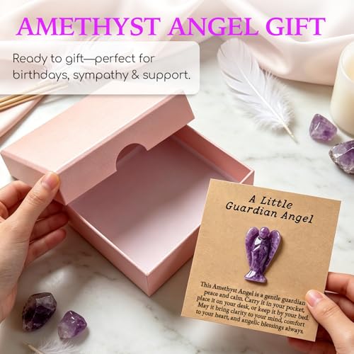 Amethyst Crystal Guardian Angel Pocket Hug - Purple Anxiety Relief Gift