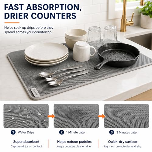 Hydro2Go XL Dish Drying Mat, 24 x 17 Inch Microfiber Countertop Pad - 1 PCS