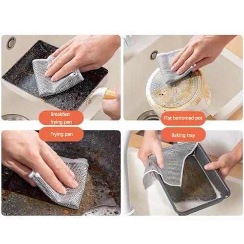 QFSH 3 Pcs Wire Dishwashing Rags - Multi-Purpose Kitchen Cleaning Cloths