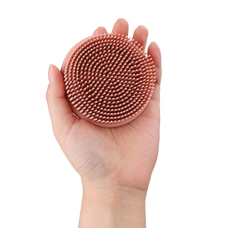 Silicone Body Scrubber & Scalp Massager - 2-in-1 Exfoliating Shower Loofah for Sensitive Skin (Brown)
