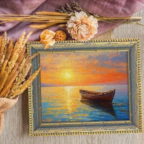 GULETHUN Vintage Gold 8x10 Ornate Picture Frame with Blue Accent