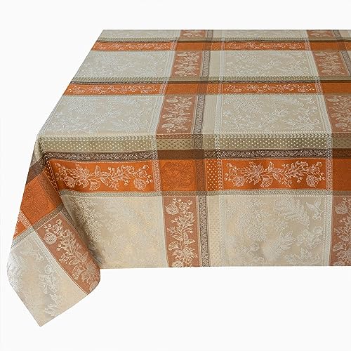 Benson Mills Heirloom Harvest Tablecloth - Terracotta 60x104 Inches, Rectangular, Autumn Foliage Design