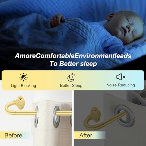 JRZOO Wrap Around Blackout Curtain Rod, 30-45 Inch Adjustable, Gold