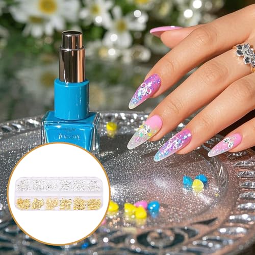 3D Alloy Bow Nail Charms Gold and Silver Bowknot Jewels for Manicure Art
