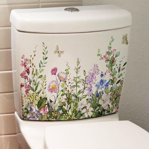 Self-Adhesive Green Leaf Toilet Stickers - Removable Bathroom Decals