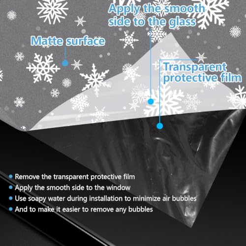 Christmas Snowflake Frosted Window Film Privacy Static Cling - White Snowflakes, 17.7 x 118 Inch