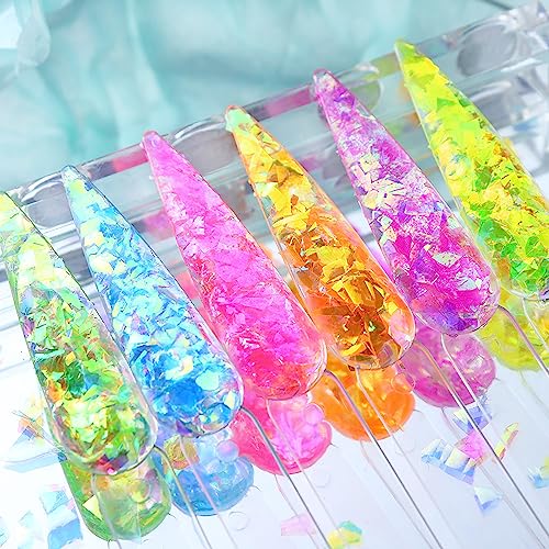 Vezocim 6-Grid Holographic Irregular Nail Art Glitter Set