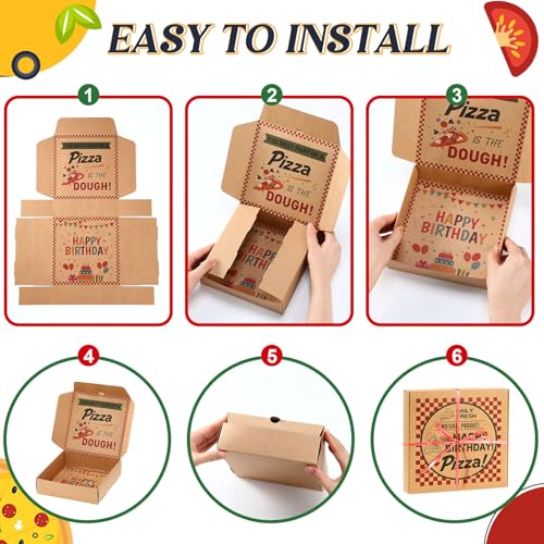 Birthday Pizza Money Gift Box Set - 7x7 Inch Kraft Paper (Pack of 2)