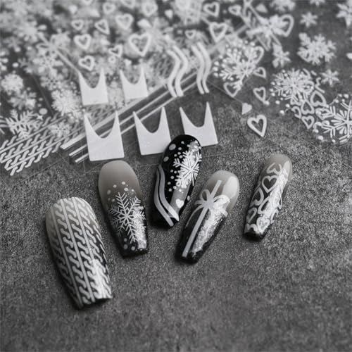 Namrec 12 Sheets Christmas Nail Art Stickers Self-Adhesive Snowflake Decals