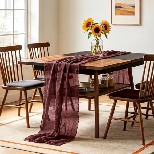 Burgundy Cheesecloth Table Runner 6 Pack - 35 x 120 Inches Wedding Decor