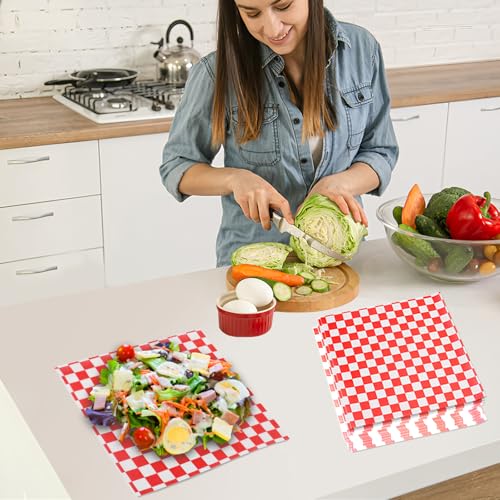 Red 100Pcs 7x7 Inch Grease-Resistant Wax Paper Sheets for Food Wraps