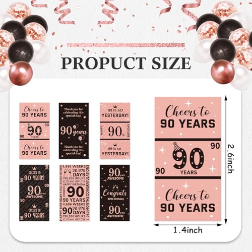 90th Birthday Candy Wrappers - 90 Pcs Pink Stickers for Party