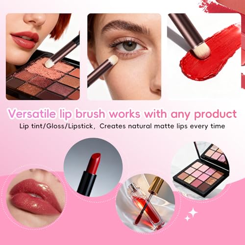 Gwxiq Round Tip Lip Brush Applicator Synthetic Makeup Brushes 3-Piece Set