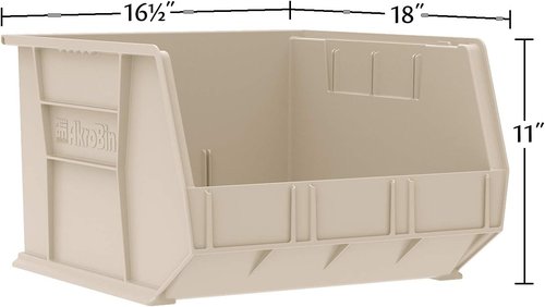 Akro-Mils Plastic Storage Bins - Space-Saving Stackable Organizers for Garage & Pantry | 18" x 16" x 11", Red, 3-Pack