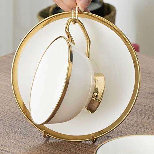 Teensery Metal Teacup and Saucer Display Stand Set - Gold