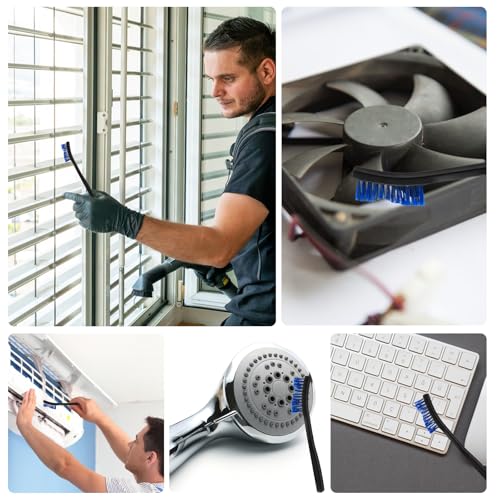9-Piece Double-Ended Nylon Cleaning Brush Set - Blue Small Detail Crevice Tool