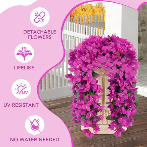 Fuchsia Artificial Bougainvillea Flowers - 2 Bundles for Outdoor Decor