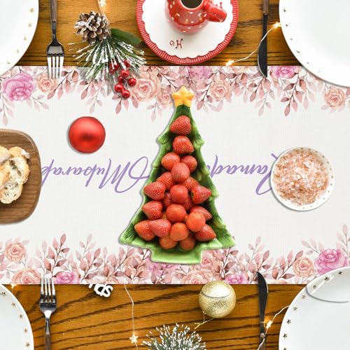 Ramadan Mubarak Table Runner, 13x72 Inch Linen, Moon & Star Design
