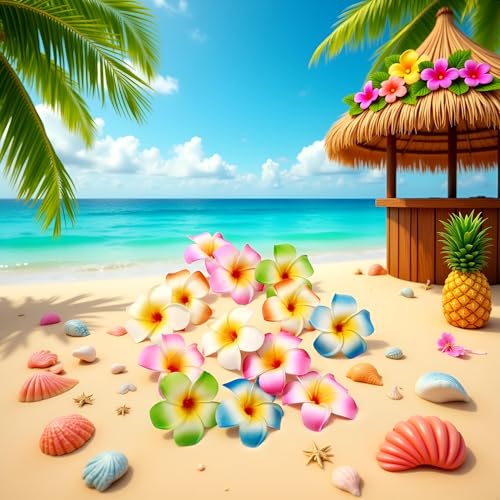 Hawaiian Plumeria Flower Hair Clips 7cm Multicolor Tropical Hair Barrettes 10 Pack