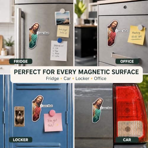 Funny Jesus 'I Saw That' Magnets - Christian Humor Set, 2 Pack